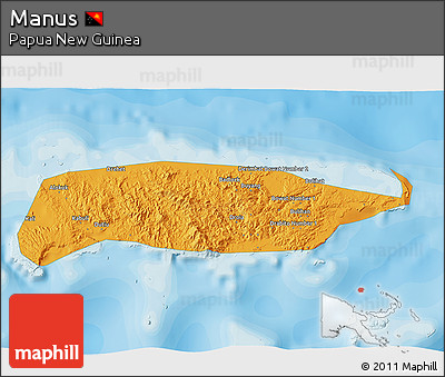 Political 3D Map of Manus, single color outside