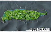 Satellite 3D Map of Manus, darken, semi-desaturated