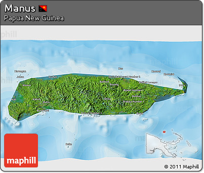 Satellite 3D Map of Manus, political outside