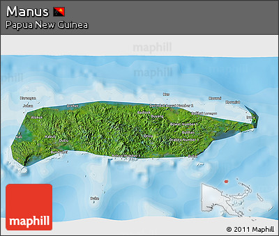 Satellite 3D Map of Manus, political outside