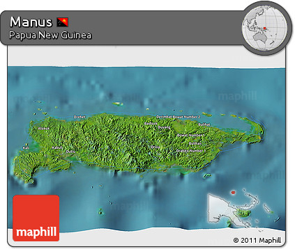 Satellite 3D Map of Manus, single color outside