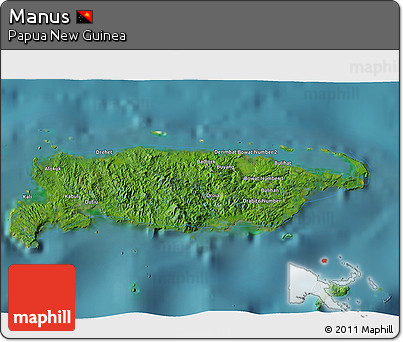 Satellite 3D Map of Manus, single color outside