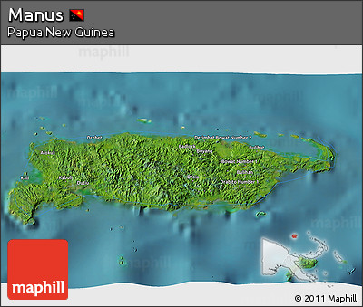 Satellite 3D Map of Manus, single color outside