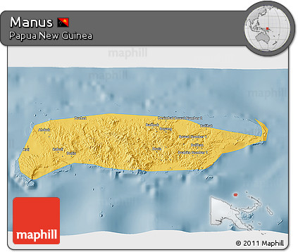 Savanna Style 3D Map of Manus, single color outside