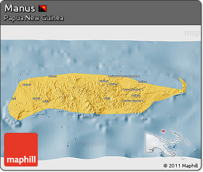 Savanna Style 3D Map of Manus, single color outside