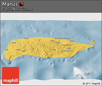Savanna Style 3D Map of Manus, single color outside