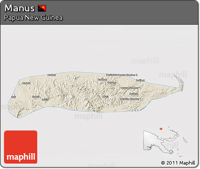 Shaded Relief 3D Map of Manus, cropped outside