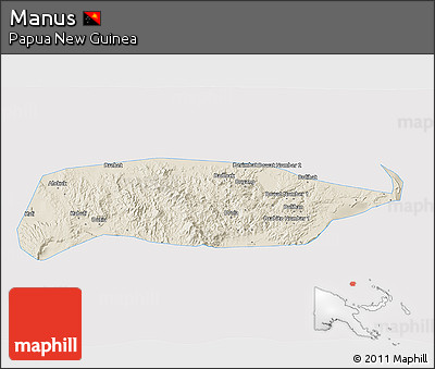 Shaded Relief 3D Map of Manus, cropped outside