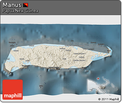 Shaded Relief 3D Map of Manus, darken