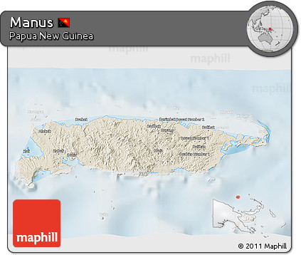 Shaded Relief 3D Map of Manus, lighten