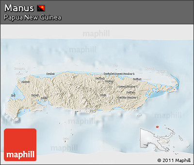 Shaded Relief 3D Map of Manus, lighten