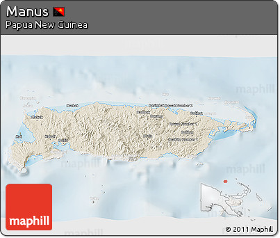Shaded Relief 3D Map of Manus, lighten