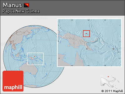 Gray Location Map of Manus, within the entire country, hill shading