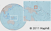 Gray Location Map of Manus, within the entire country, hill shading