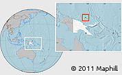 Gray Location Map of Manus, highlighted country, within the entire country, hill shading
