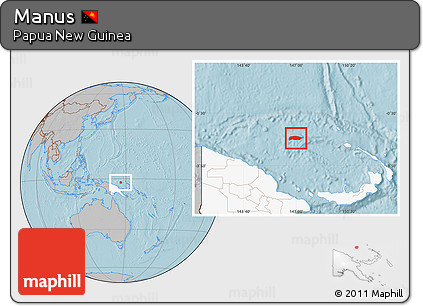 Gray Location Map of Manus, highlighted country, hill shading