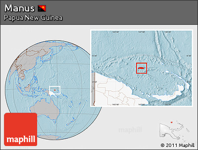 Gray Location Map of Manus, highlighted country, hill shading