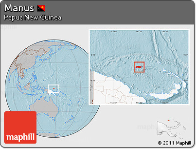 Gray Location Map of Manus, highlighted country, hill shading