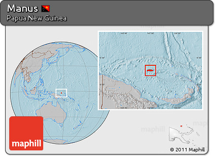 Gray Location Map of Manus, hill shading