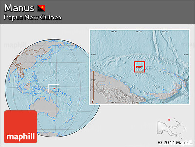 Gray Location Map of Manus, hill shading