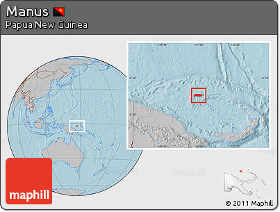 Gray Location Map of Manus, hill shading