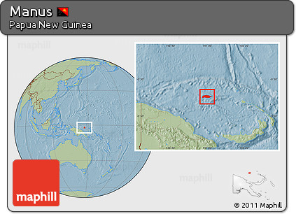 Savanna Style Location Map of Manus, hill shading