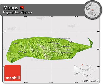 Physical Map of Manus, cropped outside