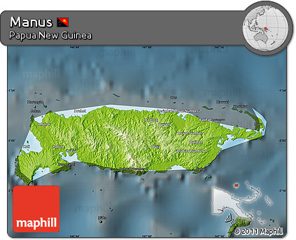 Physical Map of Manus, darken