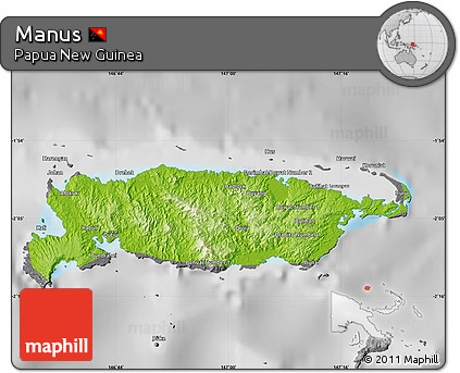 Physical Map of Manus, desaturated