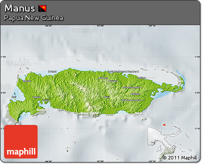 Physical Map of Manus, lighten, semi-desaturated