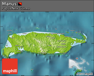 Physical Map of Manus, satellite outside