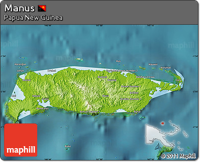 Physical Map of Manus, satellite outside