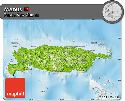 Physical Map of Manus, shaded relief outside