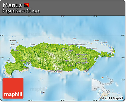 Physical Map of Manus, shaded relief outside