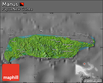Satellite Map of Manus, desaturated
