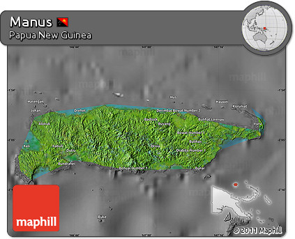 Satellite Map of Manus, desaturated