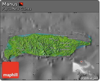 Satellite Map of Manus, desaturated