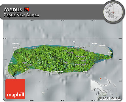 Satellite Map of Manus, lighten, semi-desaturated