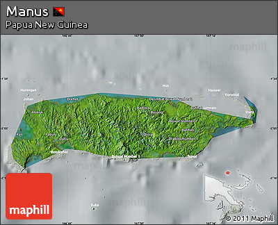 Satellite Map of Manus, lighten, semi-desaturated