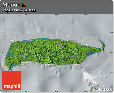 Satellite Map of Manus, lighten, semi-desaturated