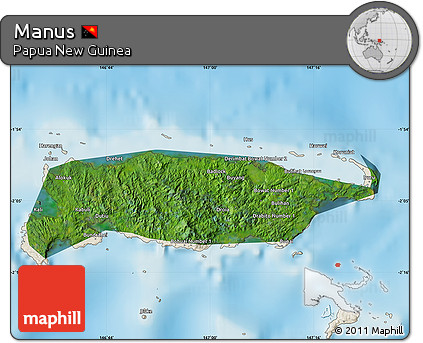 Satellite Map of Manus, shaded relief outside
