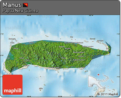 Satellite Map of Manus, shaded relief outside