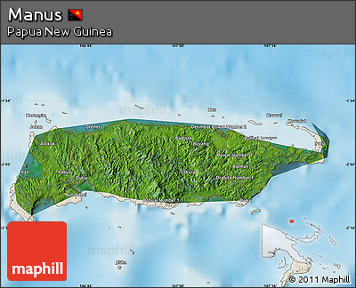 Satellite Map of Manus, shaded relief outside