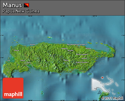 Satellite Map of Manus, single color outside