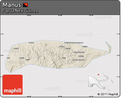 Shaded Relief Map of Manus, cropped outside