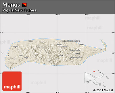 Shaded Relief Map of Manus, cropped outside