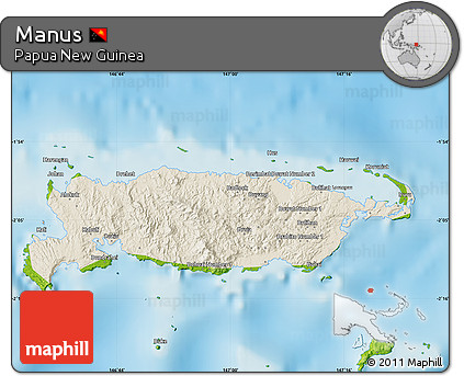 Shaded Relief Map of Manus, physical outside