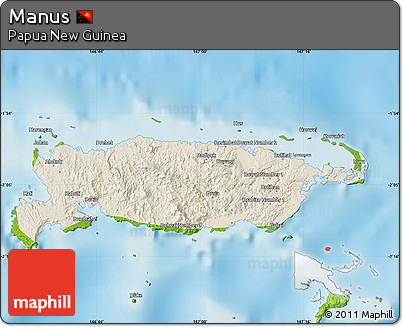 Shaded Relief Map of Manus, physical outside
