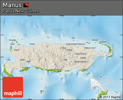 Shaded Relief Map of Manus, physical outside