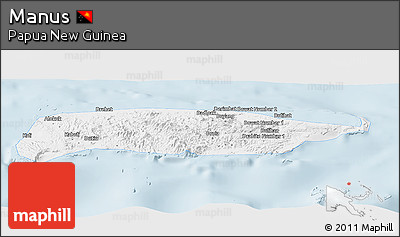 Classic Style Panoramic Map of Manus, single color outside